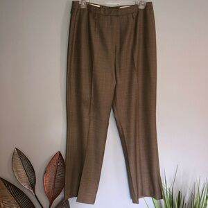 Escada Brown Print Pure New Wool Dress Up Pants